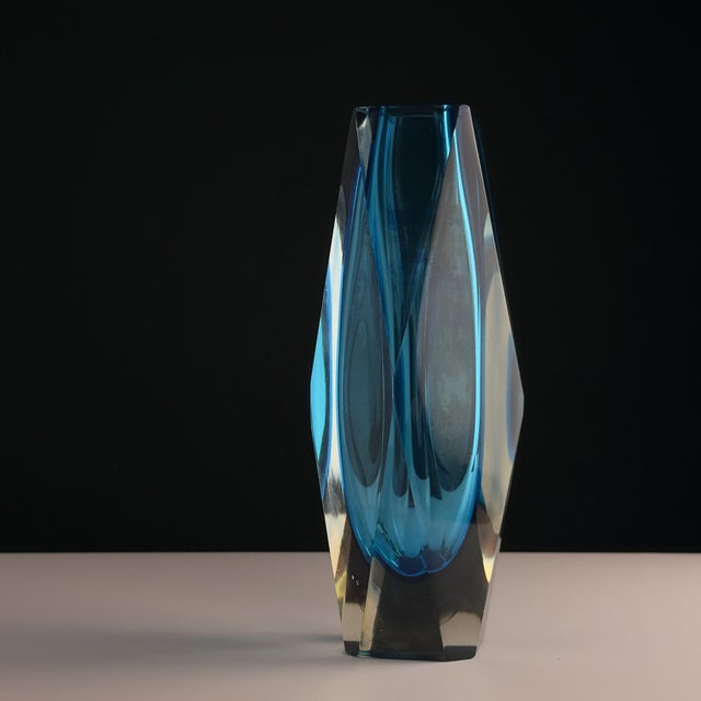 Sommerso Blue Murano Glass Vase, 1970s For Sale - Image 14 of 18