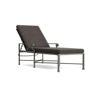 Brown Jordan Venetian Adjustable Chaise Lounge, Mica frame with Fusion Charcoal fabric For Sale