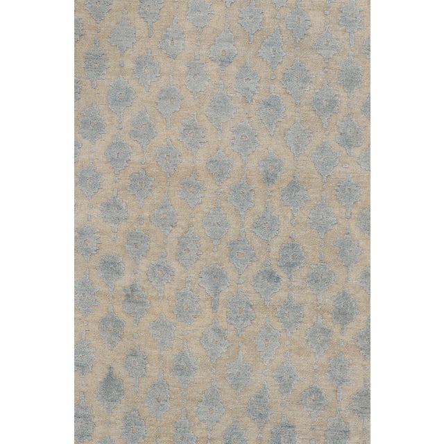 Rug & Kilim’s Modern Block Print Runner Rug in White with Blue Floral Patterns - 3x8 For Sale In New York - Image 6 of 7