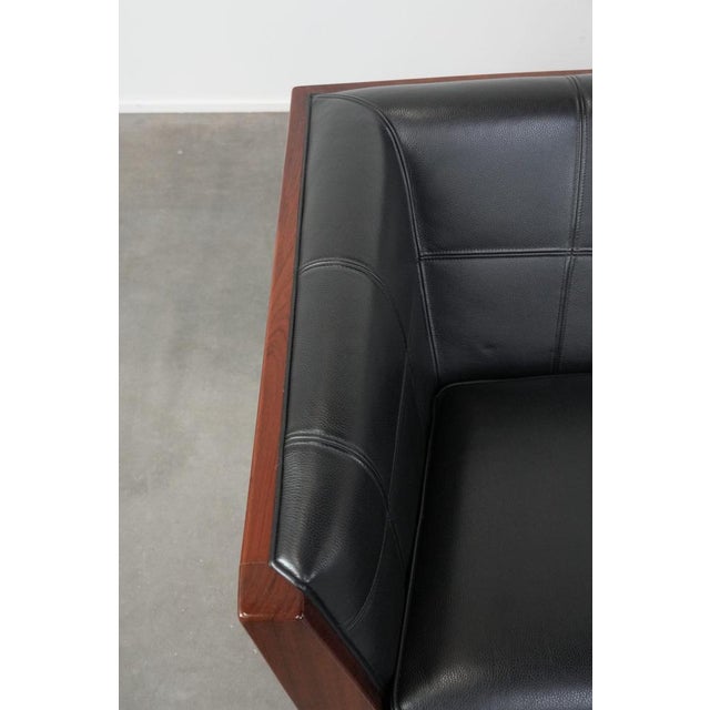 Wood Art Deco Decoforma Series Black Leather 2.5-Seater Sofa with Woodwork from Schuitema For Sale - Image 7 of 13