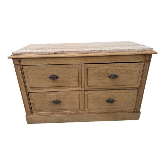 Marble and Oak Counter, 1900 For Sale