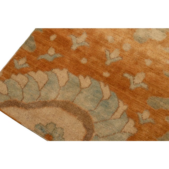 2010s Rug & Kilim’s Persian Sultanabad Style Runner in Blue With Orange Floral Pattern For Sale - Image 5 of 7