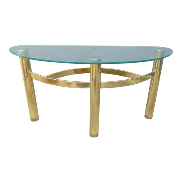 Small 1970s Modern Brass Console Table For Sale