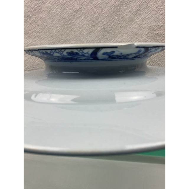 Ceramic 19th Century French Blue and and White Pedestal Dish in Monet Pattern For Sale - Image 7 of 8
