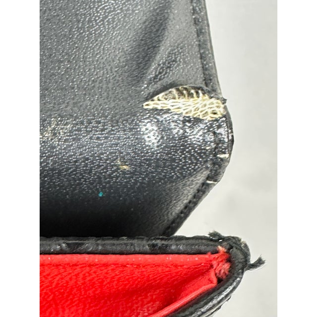 Vintage Chic De Paris Black Ostrich Embossed Leather Top Handle Portfolio Bag For Sale - Image 12 of 12