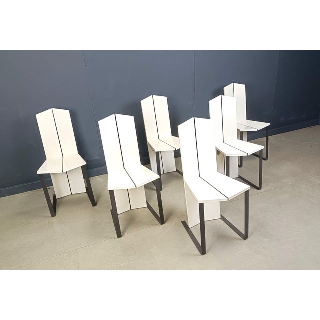 Gray Postmodern Dining Chairs, 1980s, Set of 6 For Sale - Image 8 of 12