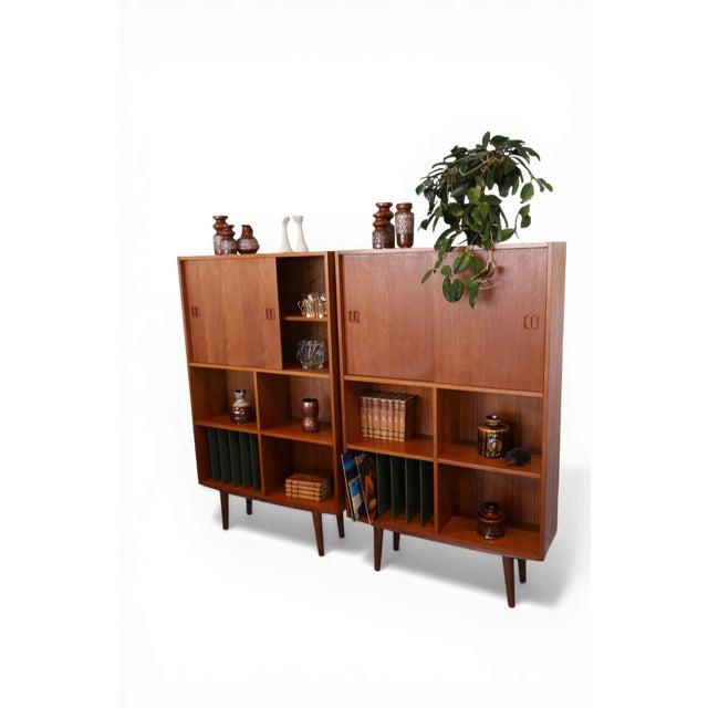 Danish High Bookcase in Teak with LP Storage, 1960s For Sale - Image 12 of 16
