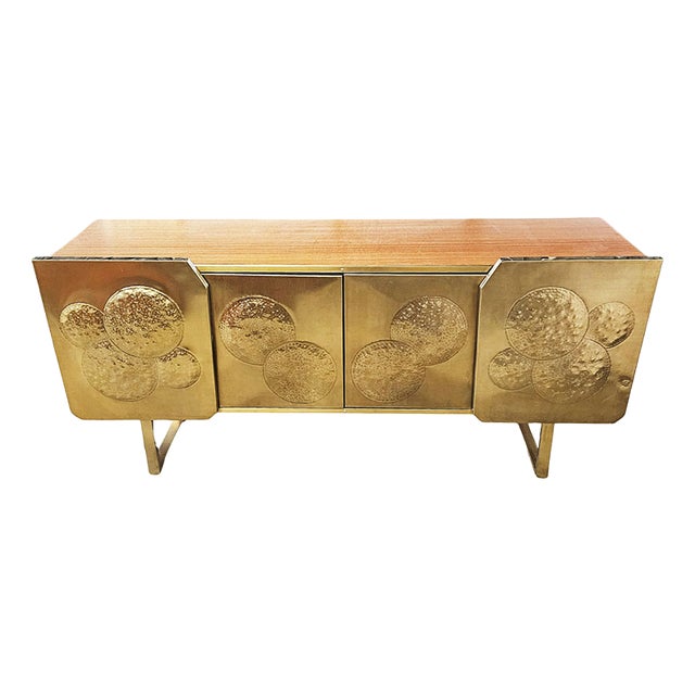 Brass 4-Door Sideboard, 1980s For Sale