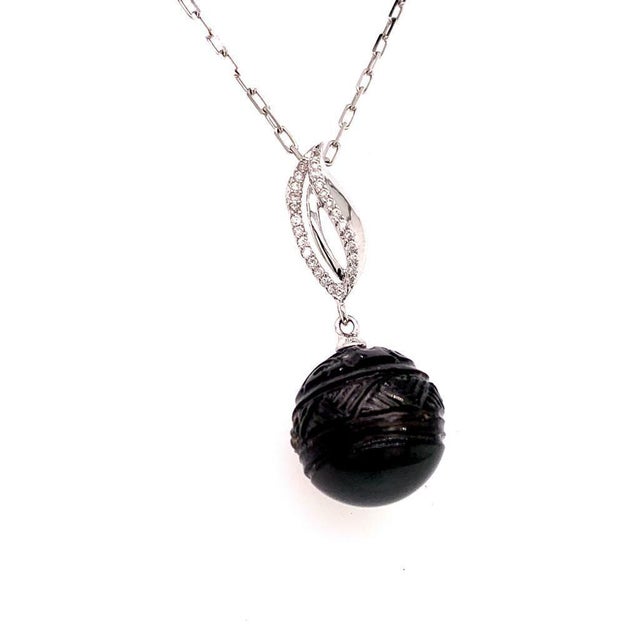 2010s Tahitian Pearl Diamond Pendant 18k Gold Certified For Sale - Image 5 of 7