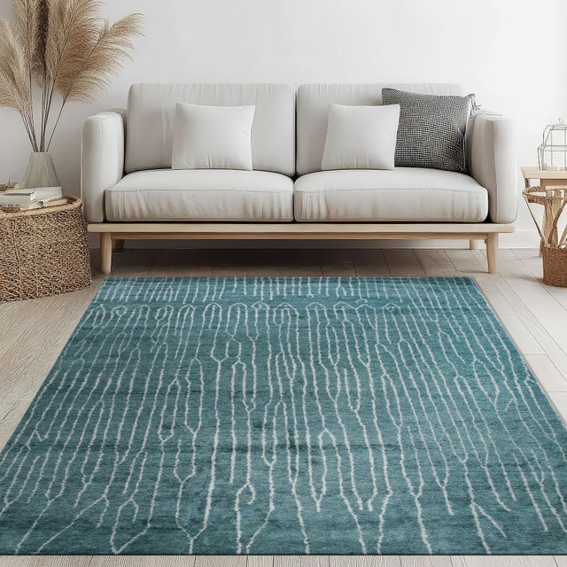 8x10 Beautiful Celia Green Geometric Contemporary Hand Knotted Wool Carpet Rug For Sale - Image 14 of 14