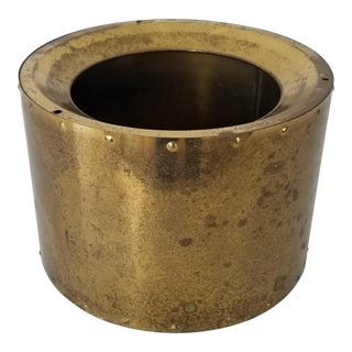 1970s Mid-Century Round Brass Planter For Sale