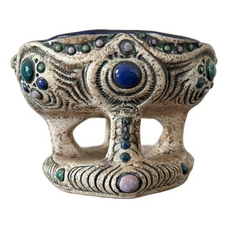 Art Nouveau Painted Ceramic Centerpiece from Amphora / Riessner, Stellmacher, & Kessel, 1890s For Sale