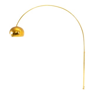 Mid Century Brass and Italian Marble Arc Lamp For Sale
