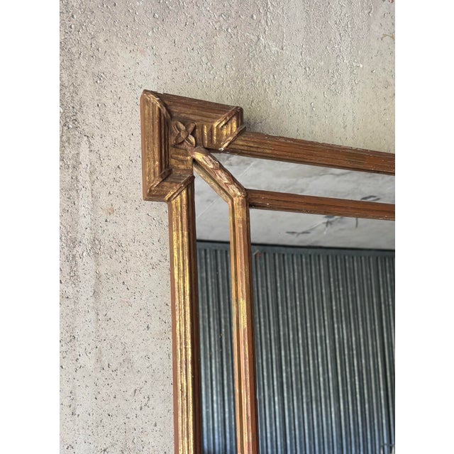 1950s Vintage Hollywood Regency Giltwood Wall Mirror With Beveled Glass For Sale - Image 5 of 6