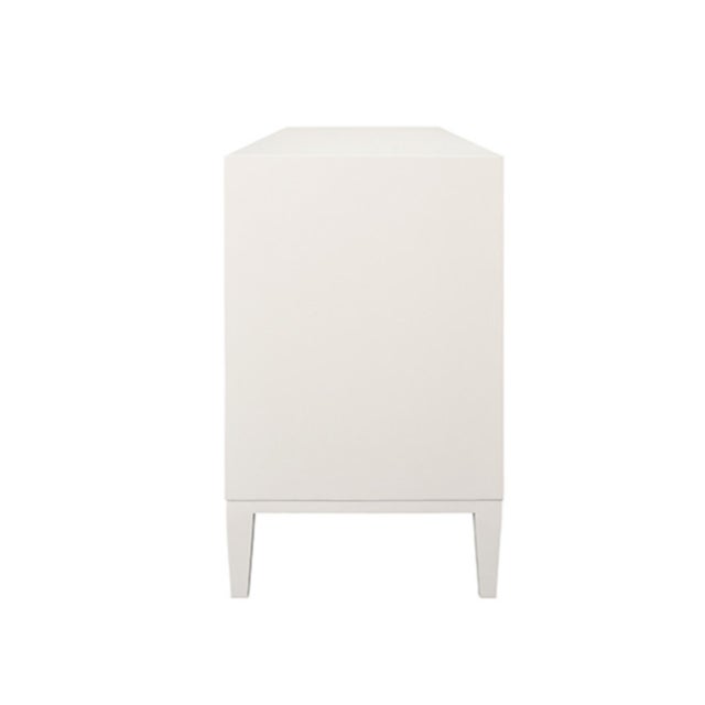 Matthew Izzo Home Carmack Fluted Matte White Lacquer Three Drawer Side Table For Sale In New York - Image 6 of 7