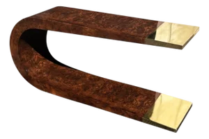 Aries Sculptural Burl Wood Console With Brass Ends by St2 Furniture 2 Available
