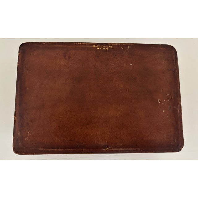 Mid-Century Italian Leather Quilted Playing Card Box by Bigliocchi Roma For Sale - Image 9 of 17