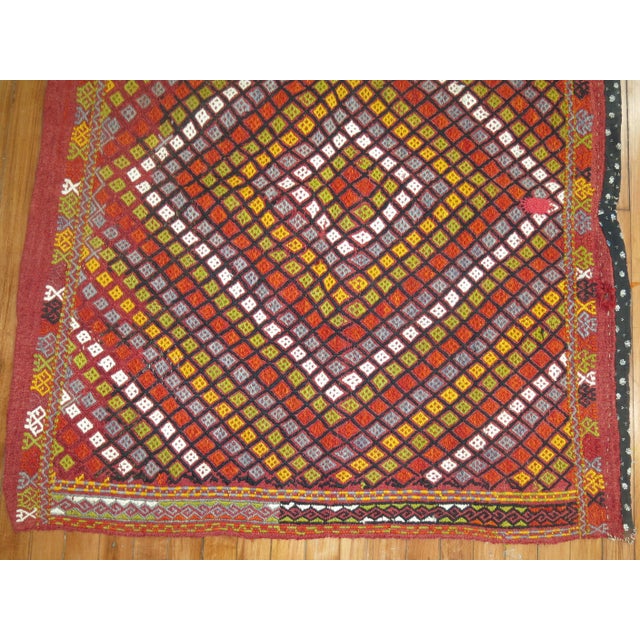 Boho Chic Square Boho Geometric Colorful Jajim Flat-Weave, 20th Century For Sale - Image 3 of 5