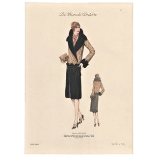 1920s French Art Deco Couture Fashion Print For Sale