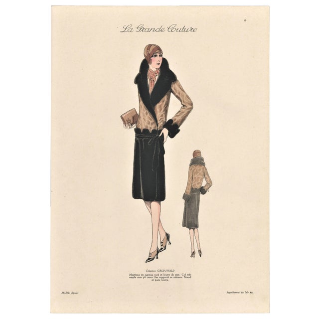 1920s French Art Deco Couture Fashion Print For Sale