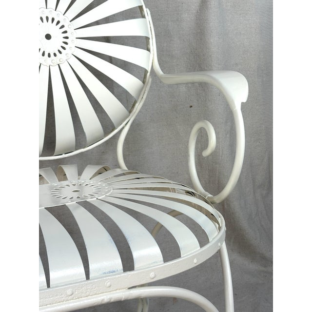 French Early French Sunburst Wrought‑Iron Garden Bench, Attributed to François Carré For Sale - Image 3 of 10