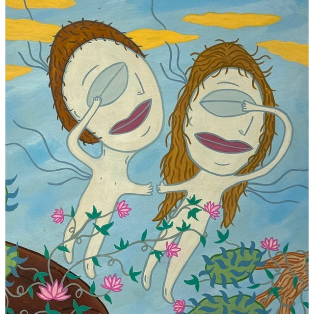 Folk Art Original Acrylic Folk Art Painting From Key West Artist/ "Jump" For Sale - Image 3 of 5