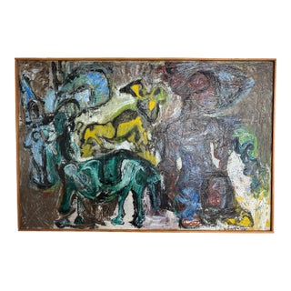 Mid 20th Century Abstract Expressionist Figure With Animals For Sale