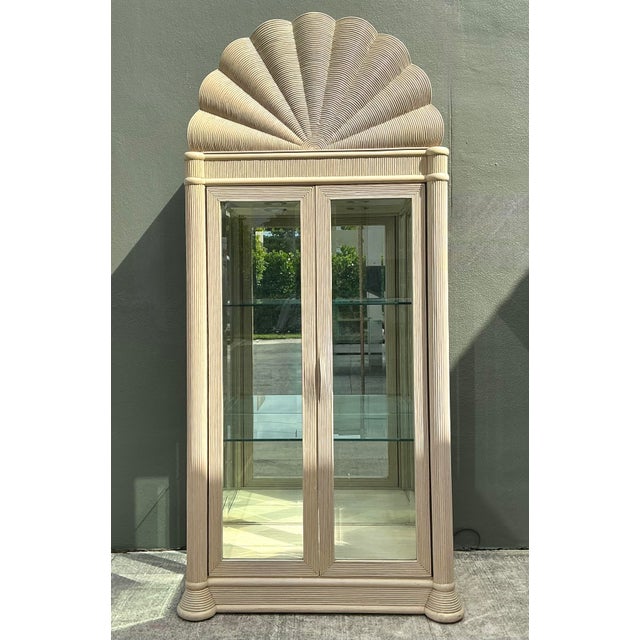 Vintage Scalloped Top Pencil Reed Cabinet For Sale In West Palm - Image 6 of 12