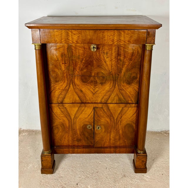 Large French Empire Walnut Secretaire Abattant, Early 20th Century For Sale - Image 14 of 18