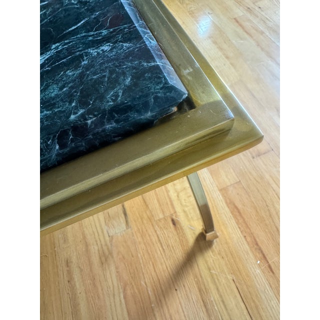 Mid 20th Century Maison Jansen Style Green Marble Brass Coffee Table For Sale - Image 11 of 12