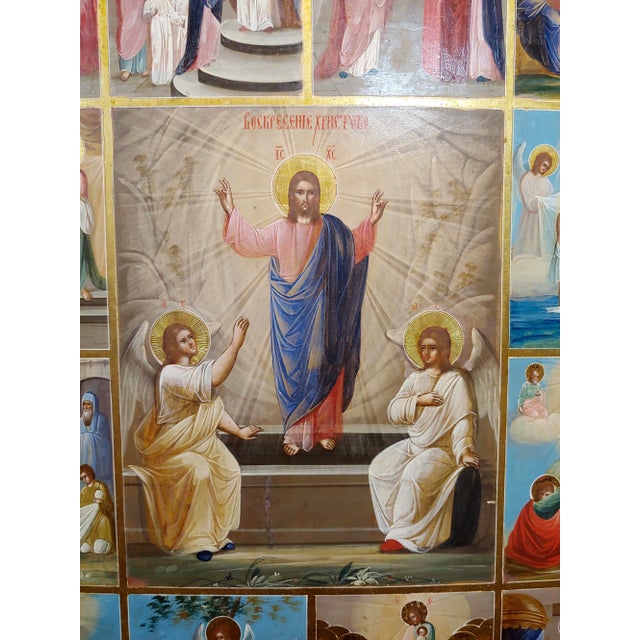 18th Century 18th Century Russian Icon in Mahogany Shadow Box For Sale - Image 5 of 12