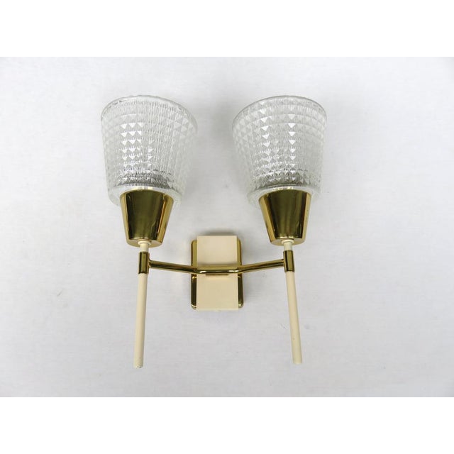 1950s Wall Lights in Brass and Beige, 1950s, Set of 2 For Sale - Image 5 of 18