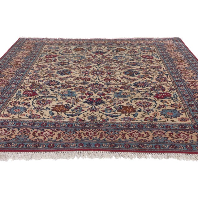 Neoclassical Vintage Persian Isfahan Rug - 05'00 X 06'09 For Sale - Image 3 of 9