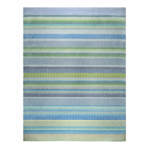 8x10 Serene Xena Green Striated Geometric Modern Handmade Wool Carpet Rug