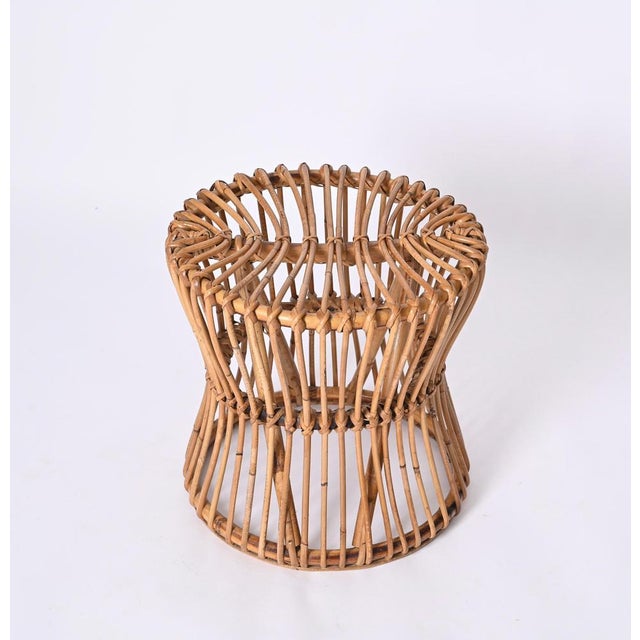 Mid-Century Modern Mid-Century Italian Bamboo and Rattan Stool from BBB Boncina, 1960s For Sale - Image 3 of 15