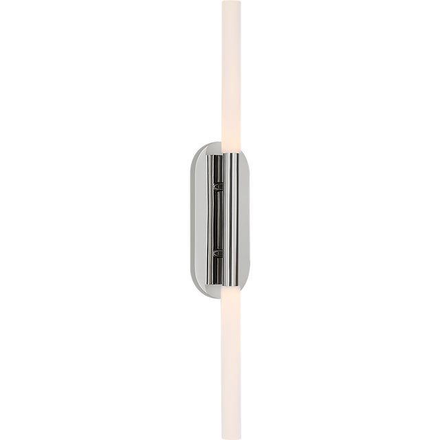 Kelly Wearstler for Visual Comfort Signature Rousseau Large Vanity Sconce in Polished Nickel with Etched Crystal For Sale