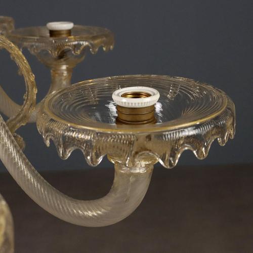 Blown Glass Chandelier with Gilding For Sale - Image 6 of 12