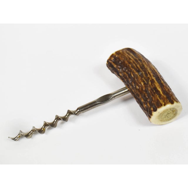 Cabin Late 20th Century Natural Antler Wine Corkscrew Wine Bottle Opener For Sale - Image 3 of 6