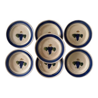 Set of 7 Lamas Ceramiche Grape Design Pottery Lunch Plates For Sale