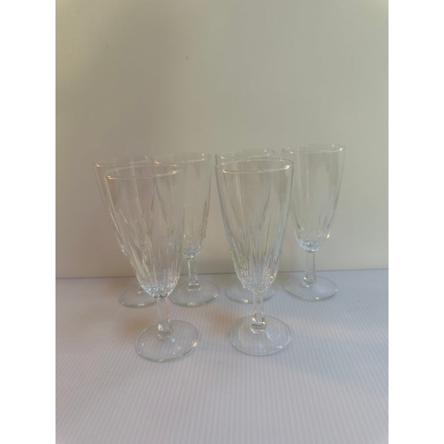1970s "Diamant" Crystal d'Arques-Durand France 6" Tall Champagne Fluted Set of Six(6) For Sale - Image 18 of 18