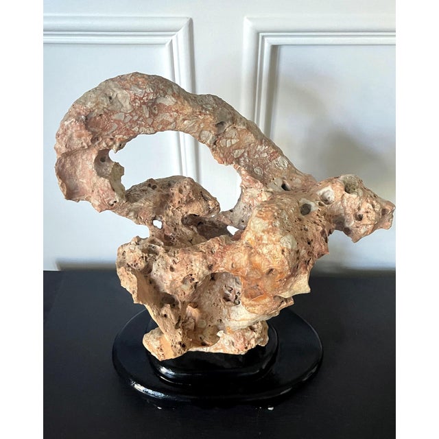 Chinese Taihu Scholar Stone Sculpture on Wood Stand For Sale - Image 9 of 15