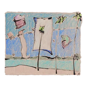 Contemporary Abstract Beach Mixed Media Painting