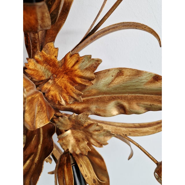 Floral Ceiling Light in Gilded Metal, Italy, 1970s For Sale - Image 11 of 15