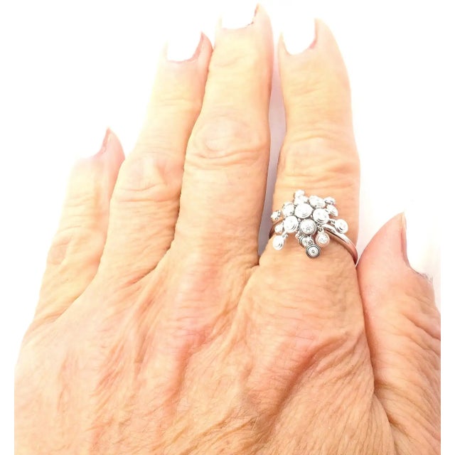 Silver Cartier Diamond White Gold Diamant Leger De Ring, Size 7.5 For Sale - Image 8 of 9