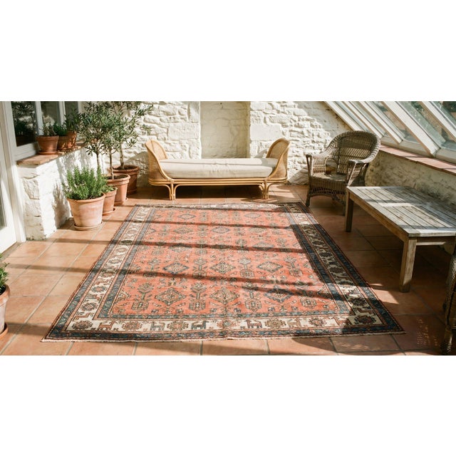 1900s Ivory Geometric Tribal Antique Hand Knotted Afshar Persian Rug 4'6" X 6'2" Wool Carpet For Sale In New York - Image 6 of 7