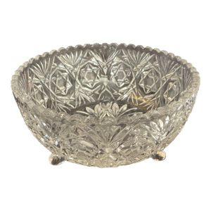 American Brilliant Cut Crystal Glass Footed Centerpiece Bowl