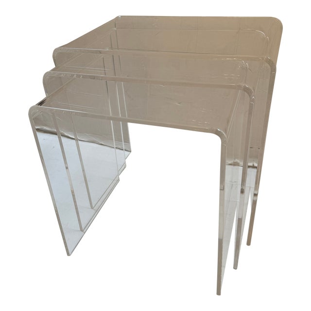 Contemporary Acrylic Nesting Tables, Set of Three | Chairish