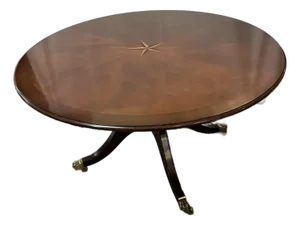Early 20th Century Mahogany Regency 54" or 78" Round Dining Table