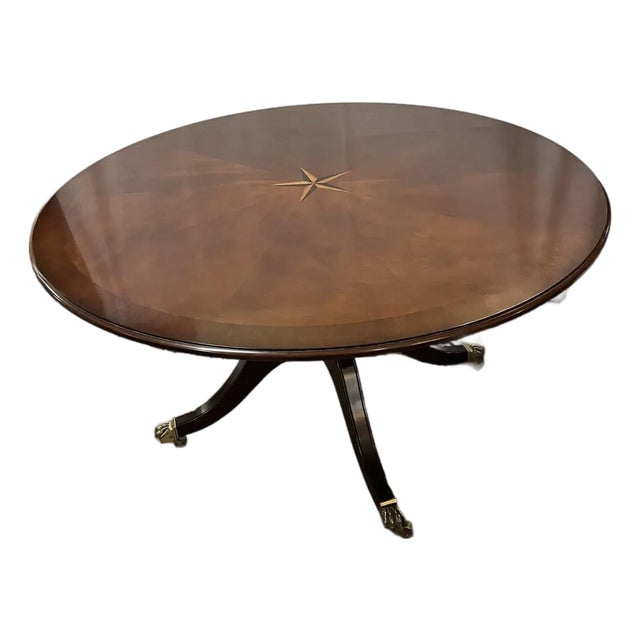 Early 20th Century Mahogany Regency 78" Round Dining Table For Sale