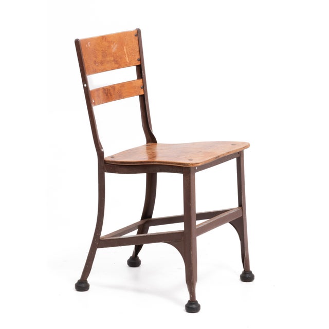 Industrial Toledo Industrial Metal Furniture Company Chairs Steel Frame Plywood Seat a Set of Four For Sale - Image 3 of 18
